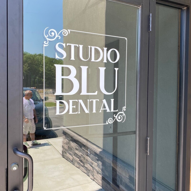 Door Lettering at Blu Dental Office
